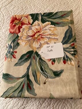 Multi floral fabric, 54” W x 3 yds. Medium weight.